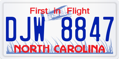 NC license plate DJW8847