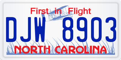 NC license plate DJW8903