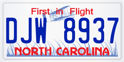 NC license plate DJW8937