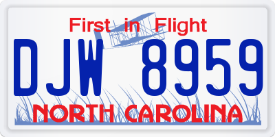 NC license plate DJW8959