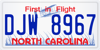 NC license plate DJW8967