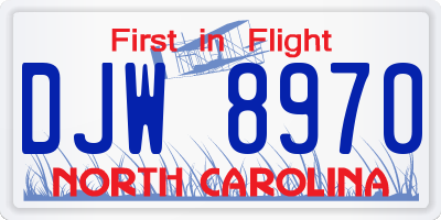 NC license plate DJW8970