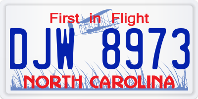NC license plate DJW8973