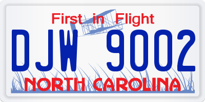 NC license plate DJW9002