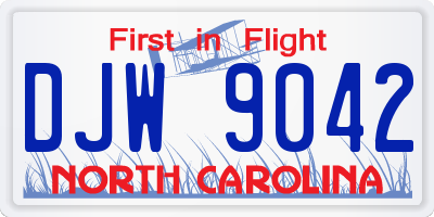NC license plate DJW9042