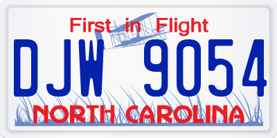 NC license plate DJW9054