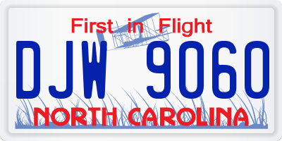 NC license plate DJW9060
