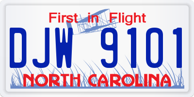 NC license plate DJW9101