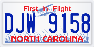NC license plate DJW9158
