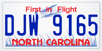 NC license plate DJW9165