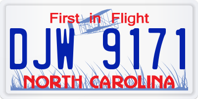 NC license plate DJW9171