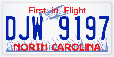 NC license plate DJW9197