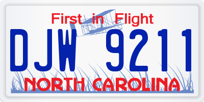 NC license plate DJW9211