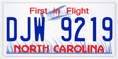 NC license plate DJW9219