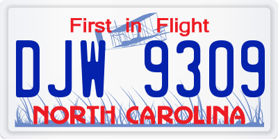 NC license plate DJW9309
