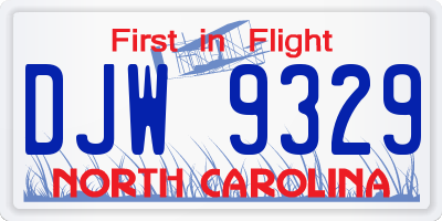 NC license plate DJW9329