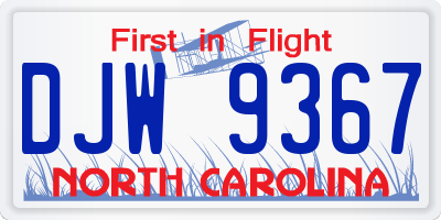 NC license plate DJW9367