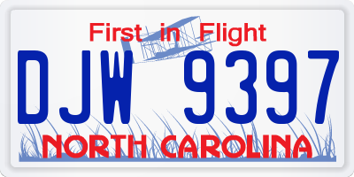 NC license plate DJW9397