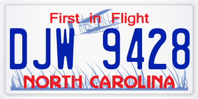 NC license plate DJW9428