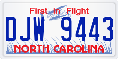 NC license plate DJW9443