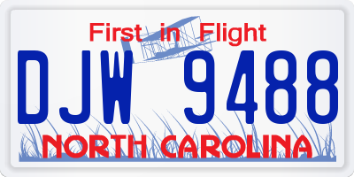 NC license plate DJW9488