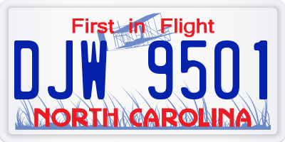 NC license plate DJW9501
