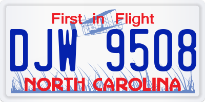 NC license plate DJW9508