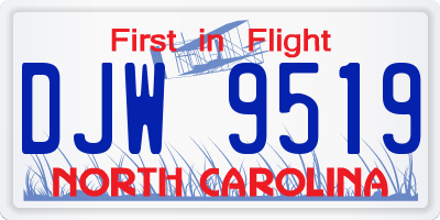 NC license plate DJW9519