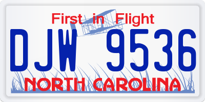 NC license plate DJW9536