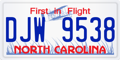 NC license plate DJW9538