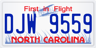 NC license plate DJW9559