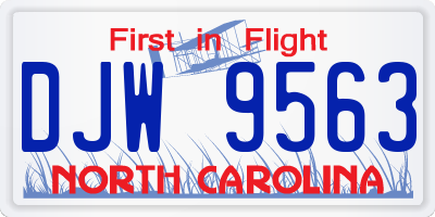 NC license plate DJW9563