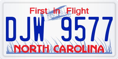 NC license plate DJW9577