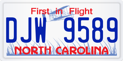 NC license plate DJW9589