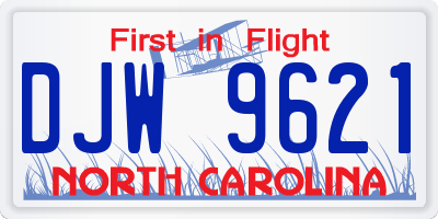 NC license plate DJW9621