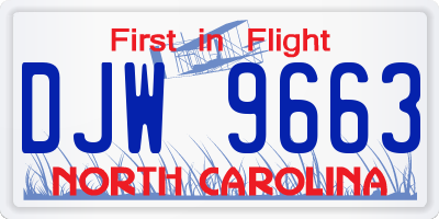NC license plate DJW9663