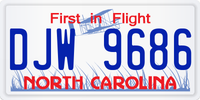 NC license plate DJW9686