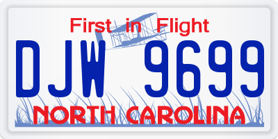 NC license plate DJW9699