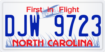 NC license plate DJW9723