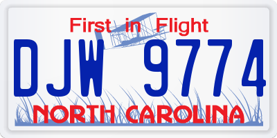 NC license plate DJW9774
