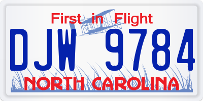 NC license plate DJW9784