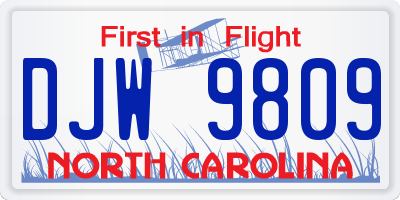 NC license plate DJW9809