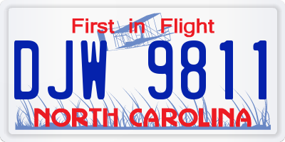 NC license plate DJW9811