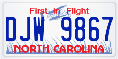 NC license plate DJW9867