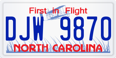 NC license plate DJW9870