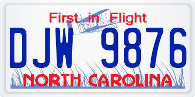 NC license plate DJW9876