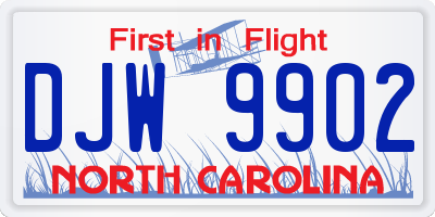NC license plate DJW9902