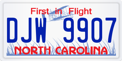 NC license plate DJW9907