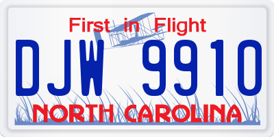 NC license plate DJW9910