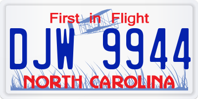 NC license plate DJW9944